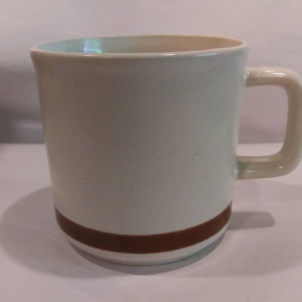 WOODHAVEN COLLECTION MUG / Coffee Cup Vintage Stoneware Mug Light Tan with Brown Band 1970s 1980s in Excellent Condition!