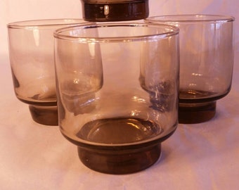 LIBBEY TAWNY ACCENT One Glass (1) Smoked Brown Glass Tumbler / Water Glass Vintage 1970s!