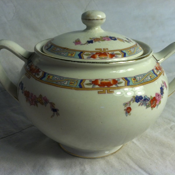 FURNIVALS DECORATIVE POT / Soup Bowl with Lid Vintage Oriental Mid Century
