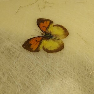 FIBERGLASS SERVING TRAY with Inlaid Butterflies and Shiny Tinsel Strands by Sterling Craftsmen of Michigan 1950s 1960s Great Condition!!! image 3