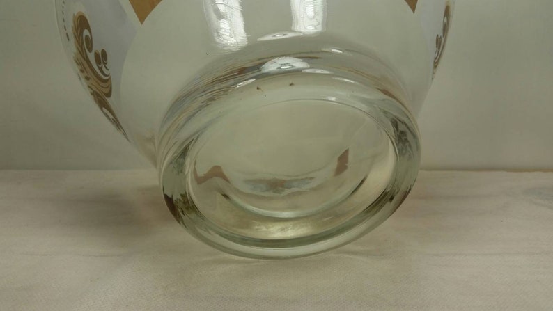 Antique FLEUR-DE-LIS Large Glass Bowl Punch Bowl Gold and White in Awesome Condition!