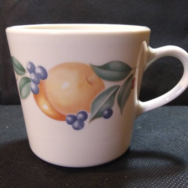 CORNING "ABUNDANCE" MUG Fruit Pattern over Light Beige Glazing Beautiful in Excellent Condition!