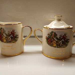 WASHINGTON DC SOUVENIR Cream and Sugar Set Vintage 1950s Excellent Condition!