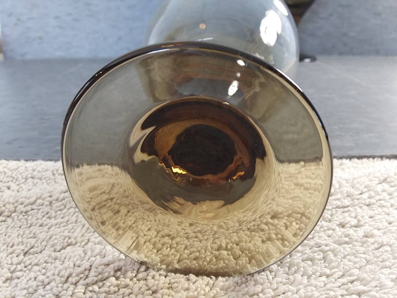 LIBBEY PEDESTAL GLASS Classic Smoked Brown in Excellent Condition!