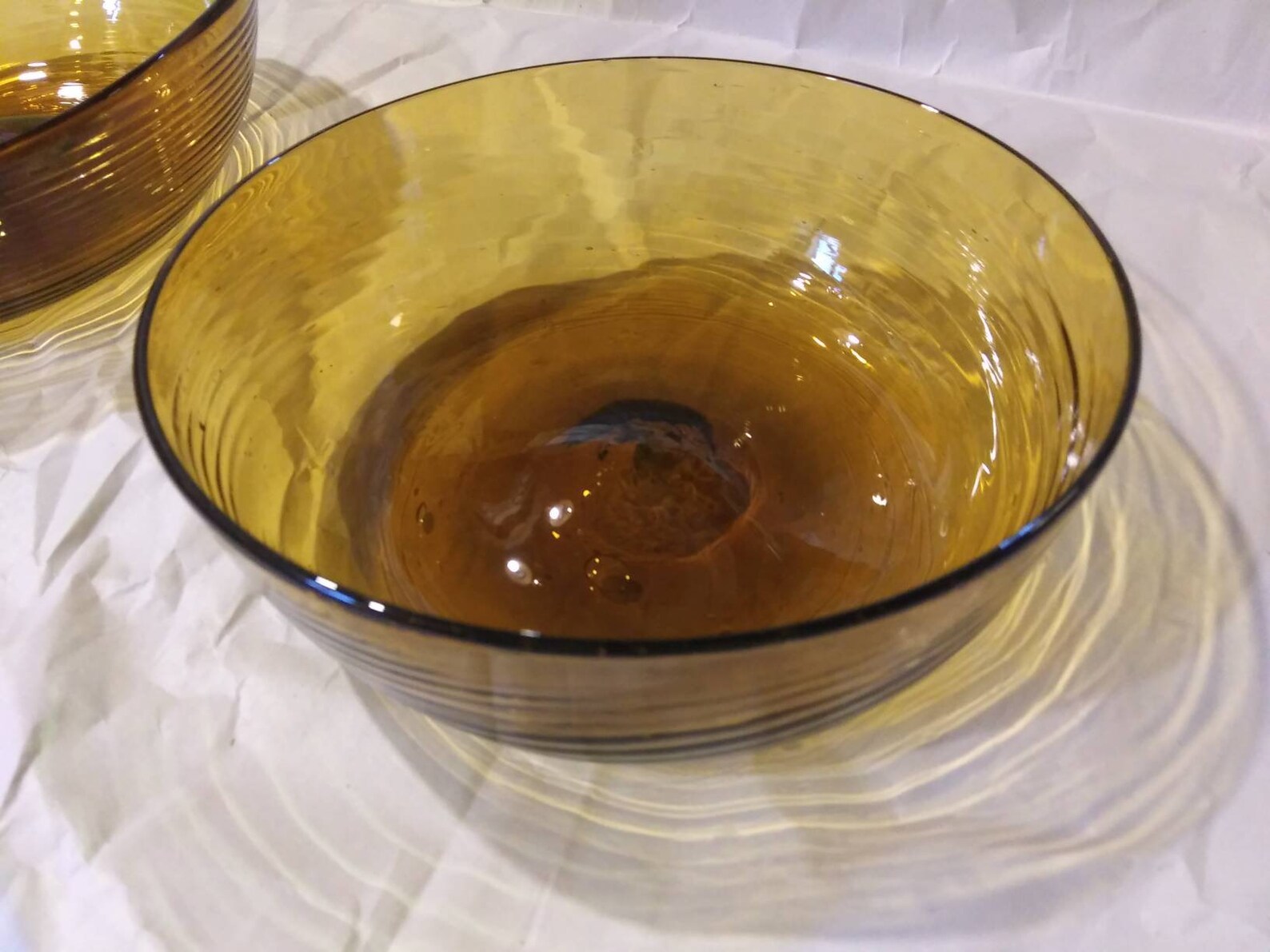 HAND BLOWN BOWL Pontil Mark Swirl Pattern Hand Made Yellow / Etsy