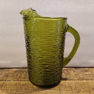 SORENO GREEN PITCHER Anchor Hocking Vintage 1970s Excellent Condition!