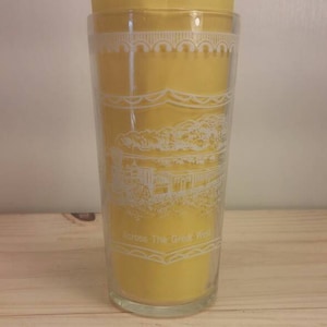 Moving Early America by Steam and Rail! Wonderful Early Model Train Themed Large Drinking Glass in Excellent Condition!