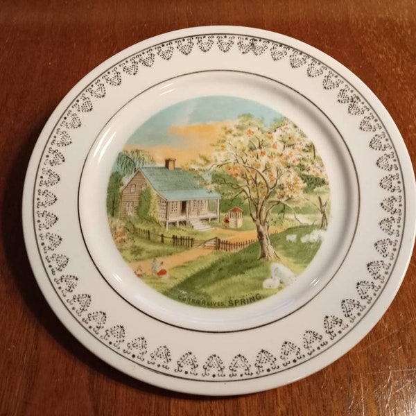 CURRIER and IVES PLATE "Spring" Beautiful Transfer Excellent Condition!