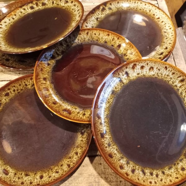 CANONSBURG DINNER PLATE (1) Brown Lava Drip Glazed in Distressed Condition! Use This and Save the Pristine Ones!