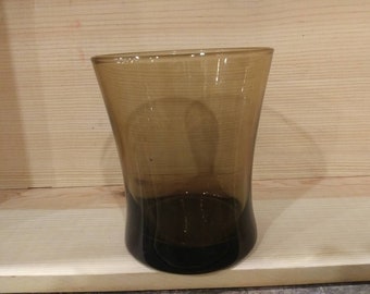 ANCHOR HOCKING "LINDEN" Glass Smoky Brown Tawny Tumbler or Whiskey Glass Vintage 1970s 80s Excellent Condition!