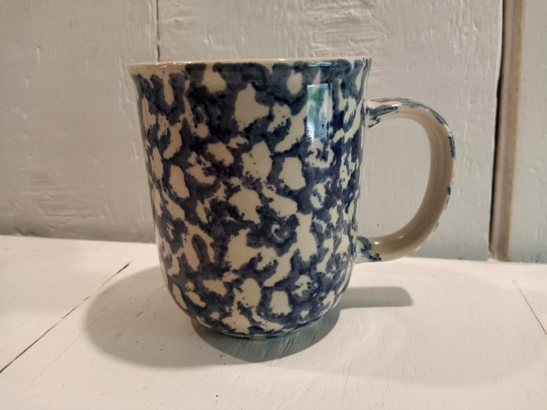 TIENSHAN sponge MUG Folk Craft Hand Painted Spongeware Stoneware