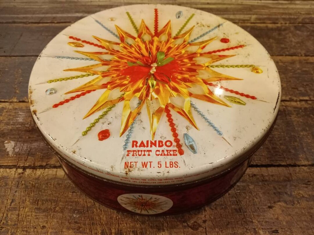 RAINBO HOLIDAY TIN Sealable Vintage and Festive in Good Condition Etsy