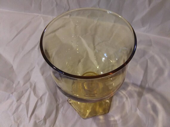 ANCHOR HOCKING「FLAIR」台座ガラス 6面ベース フレアトップ イエロー