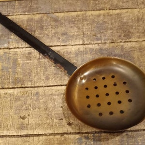 BRASS LADLE STRAINER with Metal Handle Vintage in Great Condition! So Pretty!