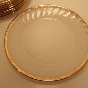 FIRE KING Salad PLATE Gold Edge Ivory Milk Glass image 1