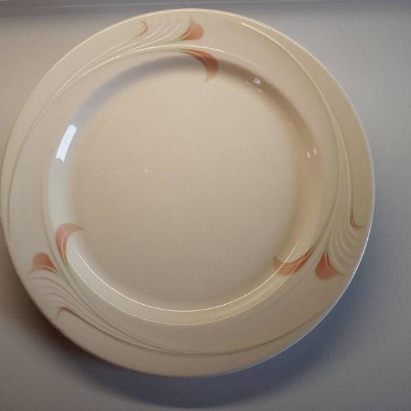 SYSCOWARE DINNER PLATE Vintage 1980s 1990s Style Mint Green and Salmon Pretty Art Deco in Great Condition!