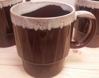 VINTAGE JAPAN MUG (1) Drip Glazed Very Collectible Brown and Grey Wonderful Condition!