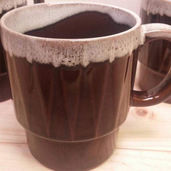 Drip Glazed Made in Japan Very Collectible Brown and Grey Drip Glazed Mug (1)