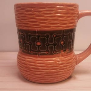 VINTAGE JAPAN MUG Orange and Black Textured and Quite Unique!!!