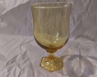 ANCHOR HOCKING "FLAIR" Honey Gold / Light Amber Drinking Glass Flared Top Vintage and Rare! Excellent Condition!