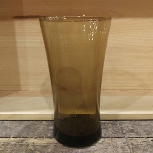 ANCHOR HOCKING &quot;LINDEN&quot; Glass Smoky Brown Tawny Pint Drinking Glass Vintage 1970s 80s Excellent Condition!