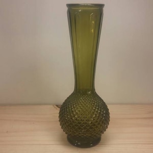 FENTON SPIKEY HOBNAIL Clear Green Vintage 1970s Vase in Excellent Condition and So Unique!!