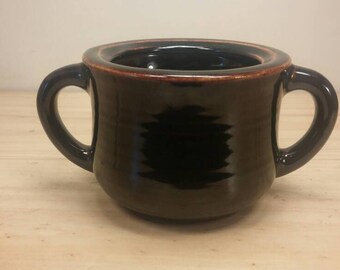 SUGAR BOWL Dark Brown Glazed Vintage in Excellent Condition!
