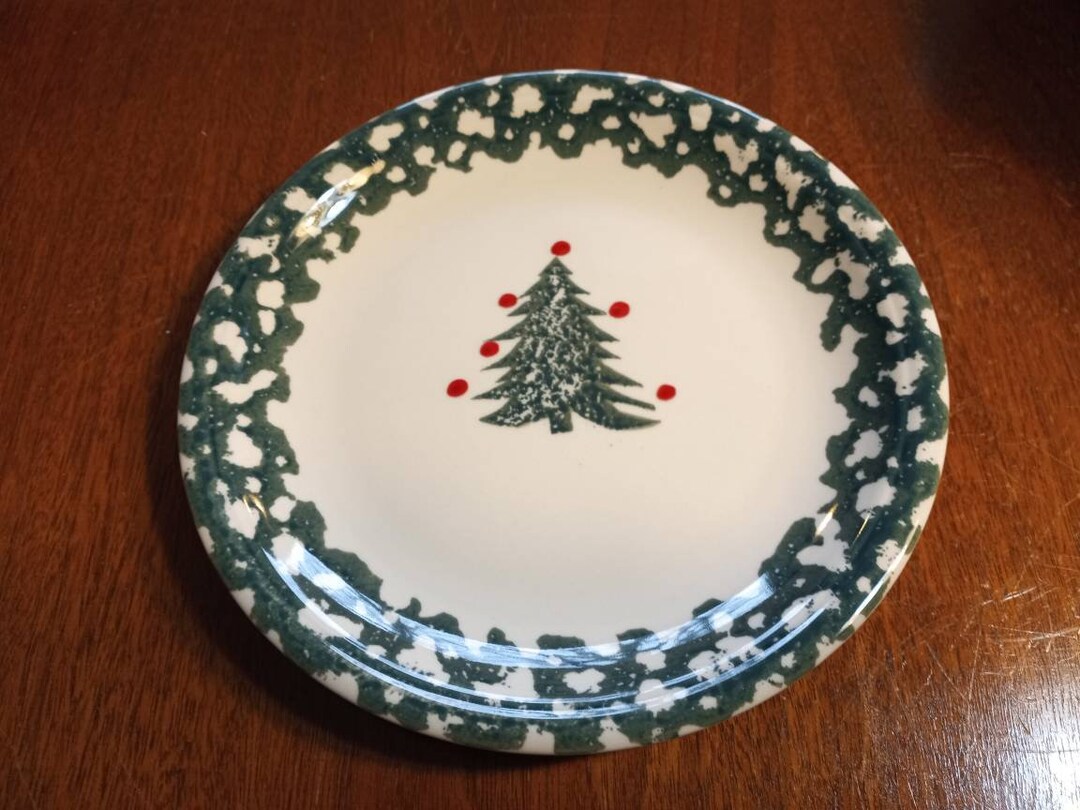 TIENSHAN FOLK CRAFT winter Wonderland Salad Plate Stoneware Sponge