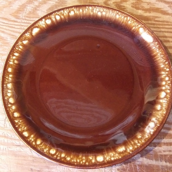 USA POTTERY PLATE "Walnut Ridge" Style McCoy? Hull? Canonsburg? Brown-Glazed Pottery Dessert Plate (1)