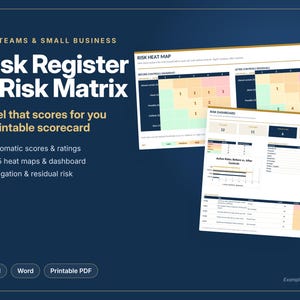 Vorlage zur Risikobewertung | Excel-Risikoregister und 5x5-Risikomatrix | Heatmap, Dashboard und Maßnahmen-Tracker | Word & Excel