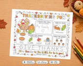 Thanksgiving Coloring Placemat for Kids Christian Bible Activity Sunday School Printable Gratitude Counting Activity Sheet Psalm 107:1 PDF