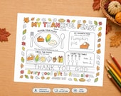 Thanksgiving Coloring Placemat for Kids Printable Activity Mat Thankful Feast Gratitude Activity Christian Bible Worksheet Sunday School PDF