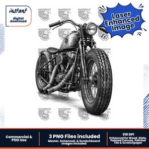Old School Chopper PNG, gotowy do obróbki laserowej, grawerunek w drewnie (pobranie cyfrowe)