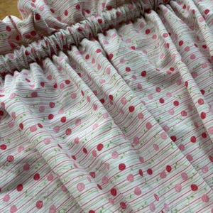 Vintage tea rose curtains pink red green Rosebud stripe long curtain set shabby cottage pink rose bedroom nursery curtain pair READ DETAILS