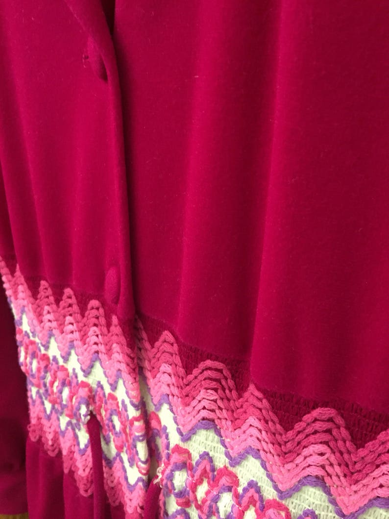 Red dress Velvet Hostess gown velour evening wear duster Holiday dress At Home Wear by Van Raalte