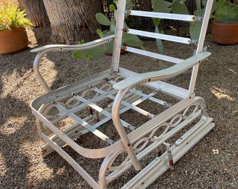 Vintage Aluminum glider mid century modern patio pool porch chair cabin cottage glider chair 60s outdoor seat no cushions READ DETAILS