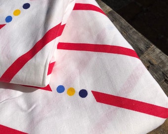 Vintage stripe Duvet set mod candy stripe bedding Marimekko STYLE Duvet and Sham 80s retro red blue yellow stripe room decor