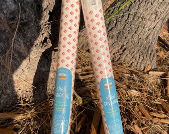 Vintage Martha Stewart peel and stick contact paper, Red Clover Hearts Swiss Dot Wallpaper, 2001 Martha Stewart for K Mart 2 rolls NOS