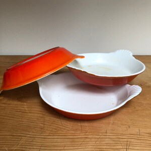 Vintage Le Creuset Au gratin casserole bakeware French cookware  ramekins individual enameled bakers set of 3