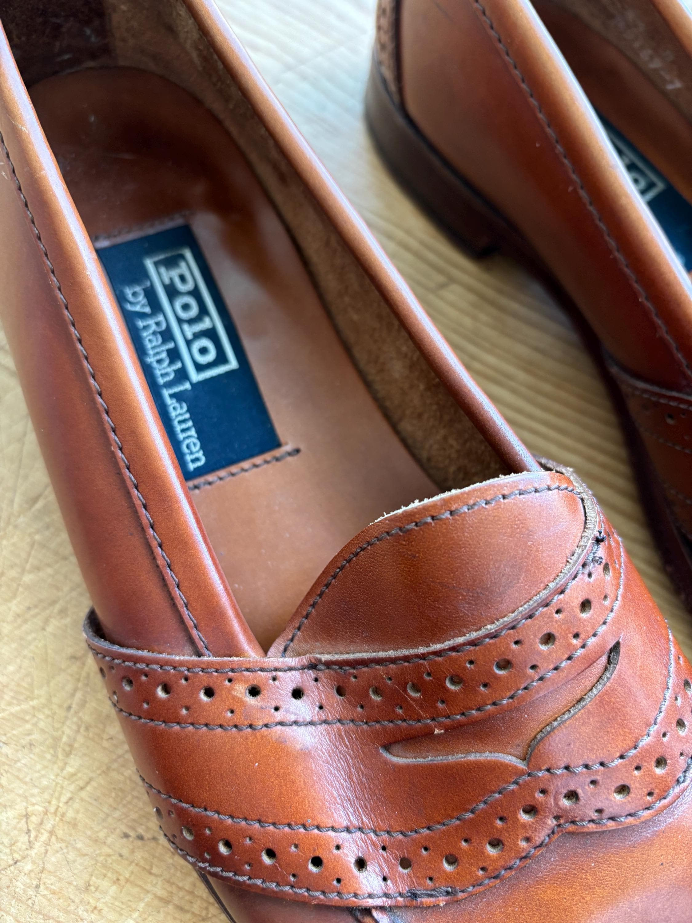 Vintage Ralph Lauren Leather Loafers, Men's Brown RL POLO Shoes