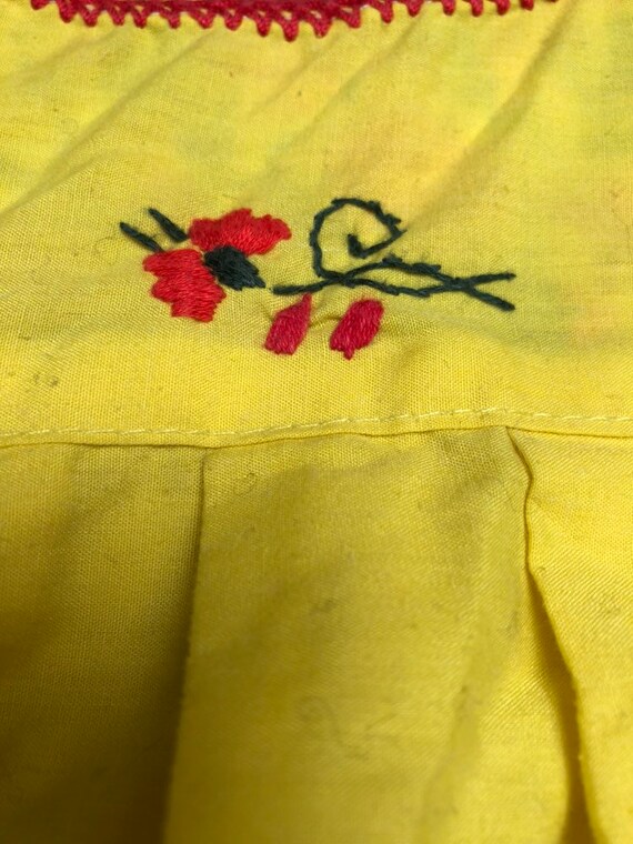 Vintage Mexican embroidered blouse kids yellow fl… - image 4