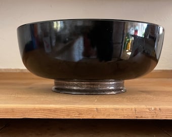 Vintage Towle sterling silver footed bowl sterling footed black melamine serving bowl