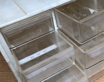 Vintage storage caddy Akro Mils 80s storage box mod drawer caddy compartmentalized 10 drawer marbleized look plastic