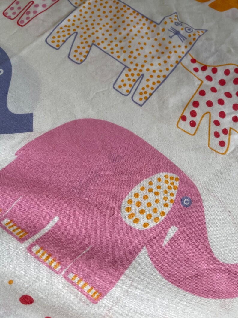 Vintage Animal Sheet Set Cat Lion Elephant Whimsical Bedding Etsy