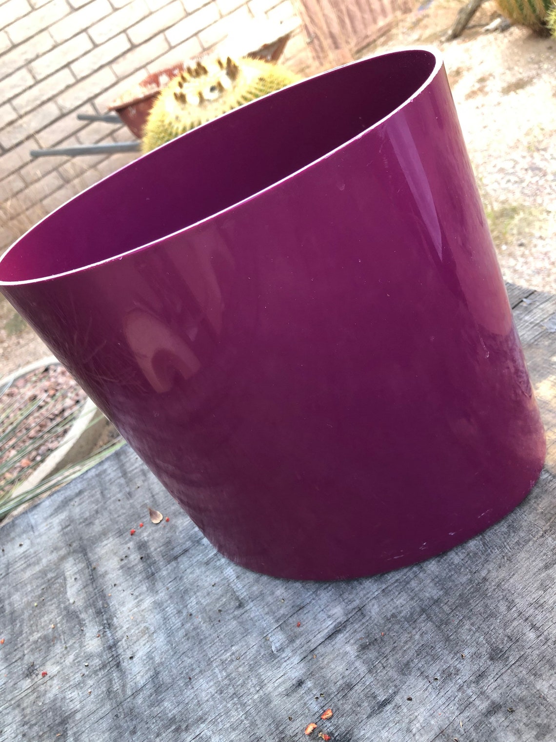 Vintage Kartell Space Age Trash Can Mod Oval Plum Berry Waste Etsy