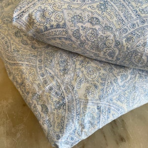 Vintage Ralph Lauren Paisley Double sheet set blue Paisley pattern RL Cotton full fitted and flat sheet set Ralph Lauren bedding NOS