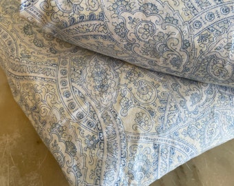 Vintage Ralph Lauren Paisley Double sheet set, blue Paisley pattern RL Cotton full fitted and flat sheet set, Ralph Lauren bedding NOS