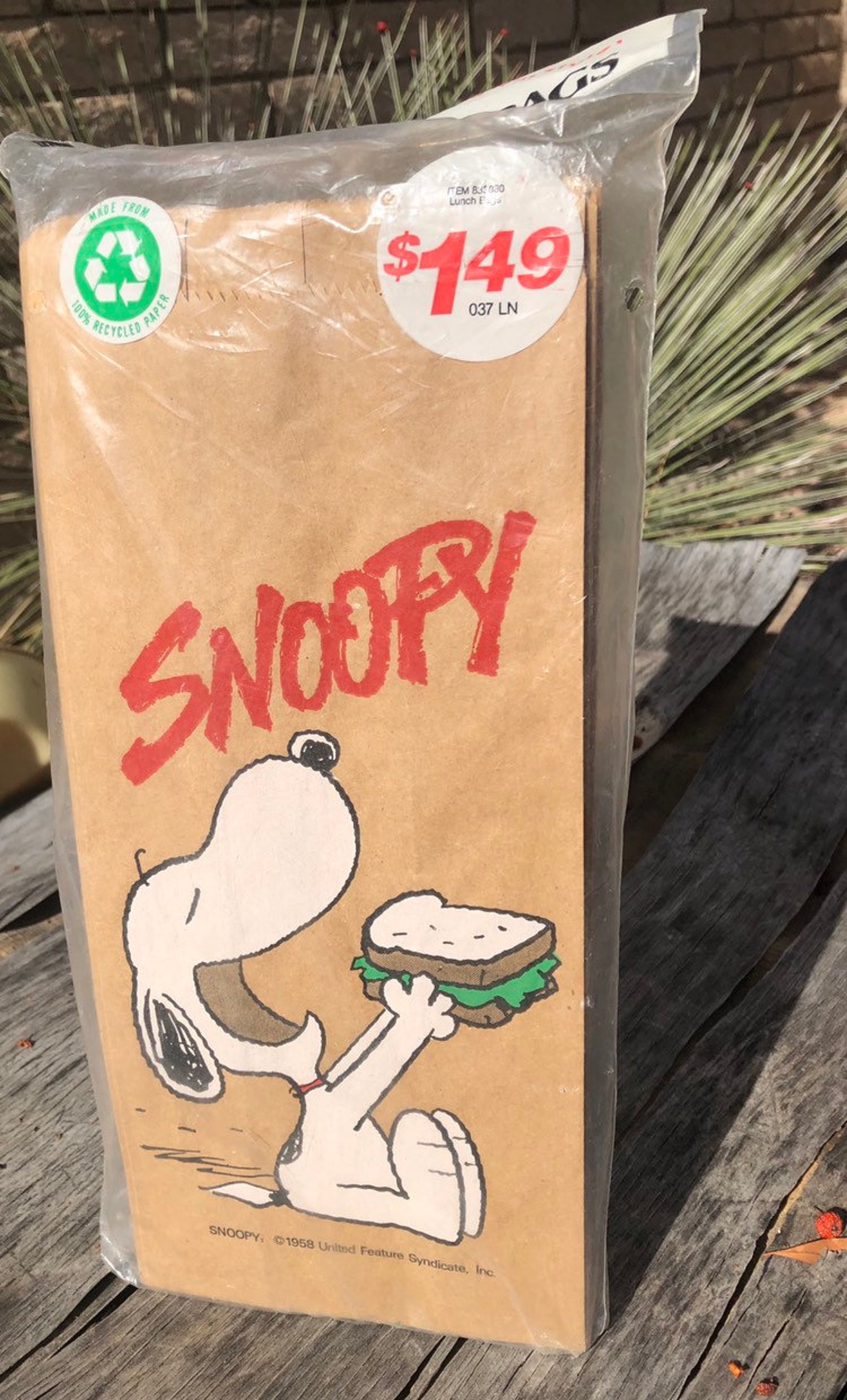 Vintage Snoopy lunch bags 1958 Snoopy Paper sack lunch bags Etsy