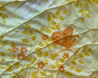 Vintage floral butterfly comforter, 70s Vera Neumann STYLE butterfly garden blanket, Hanai Mori Style butterfly twin comforter READ DETAILS