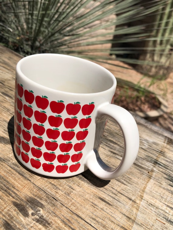 Vintage Apple Mug 80s Mod Graphic Ceramic Apple Coffee Mug Vintage Apple Mug 80s Mod Graphic Ceramic Apple Coffee Mug